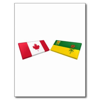 Canada & Saskatchewan Flag Tiles Postcard