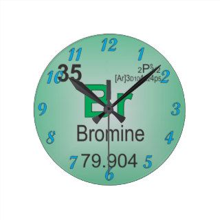 Bromine Individual Element of the Periodic Table Wall Clock