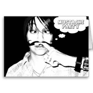 mustache party  comic staches greeting card