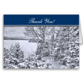 Fishing Boat in Forest, White Christmas Thank You Cards