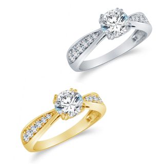 Alyssa Jewels 14k Gold 2 mm Round Cubic Zirconia Engagement style Ring Alyssa Jewels Cubic Zirconia Rings