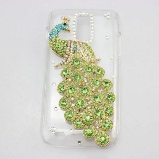 piaopiao bling 3D clear case peacock diamond hard cover for Samsung Galaxy S2 T989 T Mobile (light green) Cell Phones & Accessories