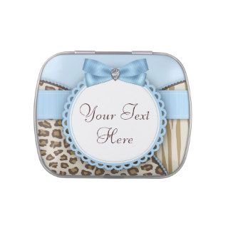 Sweet Safari Blue and Brown Baby Shower Candy Candy Tin
