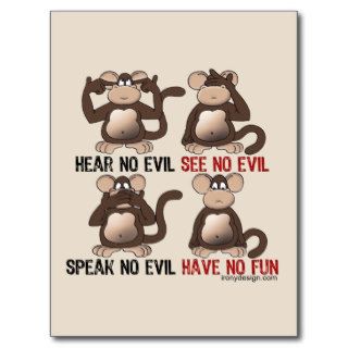 Wise Monkeys Humour Post Card