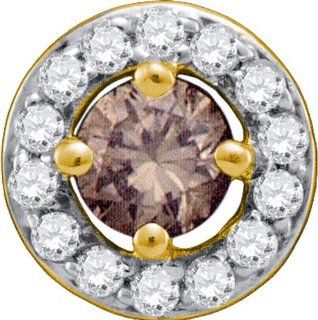 10K Yellow Gold 0.49CT Brown & White Round Cut Diamond Circle Pendant Jewelry