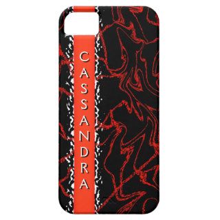 CASSANDRA Black Orange Marble Bling Iphone 5 Case