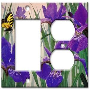 Art Plates Butterfly in Irises   Rocker / Outlet Combo Wall Plate RO 137
