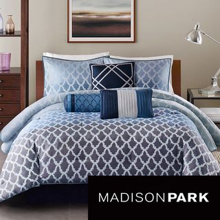 Madison Park Sidney Blue 7 piece Comforter Set Madison Park Comforter Sets