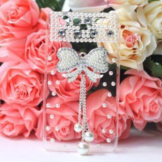 Bling Diamond Pearl Bow Bowknot Crystal Bling Diamond Clear Hard Back Case Cover For MOTOROLA DROID RAZR MAXX Phone Cell Phones & Accessories