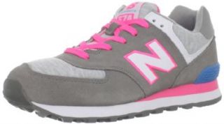 New Balance Women's WL574 Heather Neon Sneaker,Grey/Pink,9.5 B US Shoes