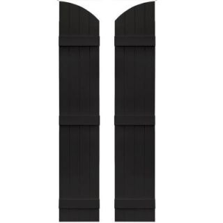 Builders Edge 14 in. x 73 in. Board N Batten Shutters Pair, Four Boards Joined with Arch Top #002 Black 090140073002