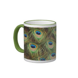Peacock feather pattern coffee mug