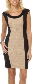 Ronni Nicole Textured Panel Scuba Dress BLACK/SAND BEIGE 10