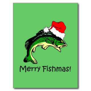 Funny fishing Christmas Postcard