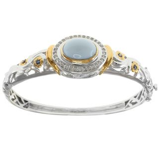 Michael Valitutti Two Tone Blue Opal and Sapphire Hinged Bangle Michael Valitutti Gemstone Bracelets