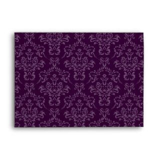 Dark Plum Purple A7 Damask Envelopes