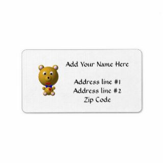Cute Bear with Bow Tie Personalized Address Labels
