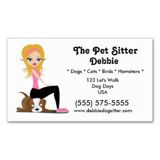 Pet sitting Business cards blond in pink