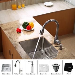 Kraus Kitchen Combo Set Stainless Steel 23  inch Undermount Sink with Faucet Kraus Sink & Faucet Sets