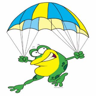 funny parachuting froggy frog cartoon photo cut out