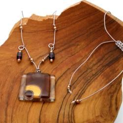 Ethereal Stacked Glass Square Necklace (Chile) Global Crafts Necklaces