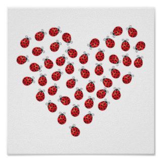 Ladybug Love Heart Poster