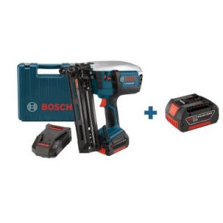 Bosch 18 Volt Lithium Ion Finish Nailer Kit with Free 18 Volt 3.0 Ah High Capacity Lithium Ion Fat Pack Battery FNH180K 16/BAT619G