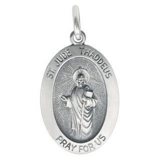 CleverEve Designer Series Sterling Silver Oval Saint Jude Thaddeus Medal Pendant 21.0 x 13.5mm No Chain CleverEve Jewelry