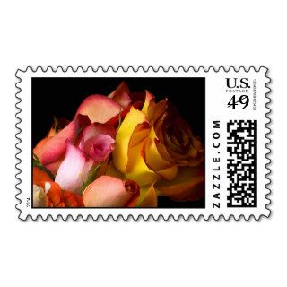 Rose Wedding Bouquet Yellow and Pink Roses Postage Stamps