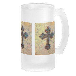 Cool Christian Cross Circle Mosaic Pattern Mug