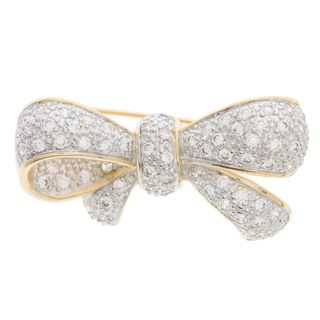 Kate Bissett Two tone Pave Cubic Zirconia Bow Brooch Kate Bissett Brooches & Pins
