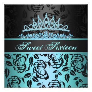 Elegant Blue Tiara Sweet 16th Birthday Invitation