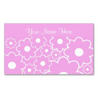 Pretty Simple Pink Floral Daisy Wallpaper Pattern Business Card Template