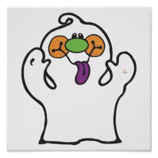 silly ghost sticking out tongue poster