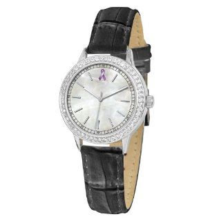 Ewatchfactory Women's 56275 F Pancreatic Cancer Awareness "Sparkle" Black Strap Watch Watches