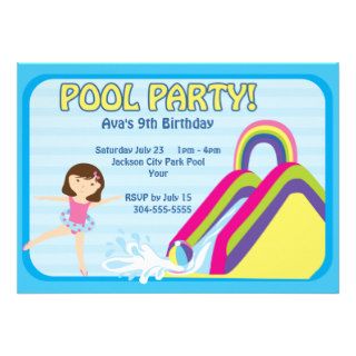 Customizable Pool Party Birthday Custom Announcements