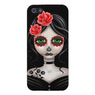 Sad Day of the Dead Girl on Black iPhone 5 Covers