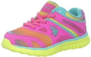 U.S. Polo Assn.Kids Kayce Sneaker (Toddler), Hot Pink/Rainbow, 9 M US Toddler Fashion Sneakers Shoes