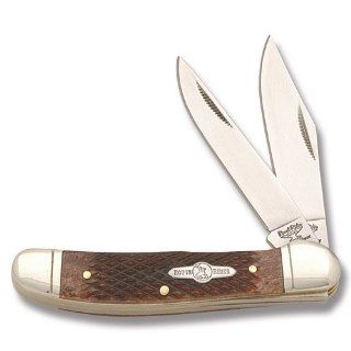 Rough Rider Knives 578 Gunstock Copperhead Knife with Checkered Brown "Gunstock" Bone Handles Sports & Outdoors
