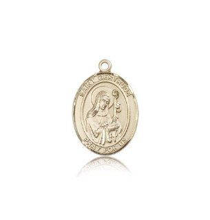 Saint Gertrude Of Nivelles Medals   14kt Gold St. Gertrude of Nivelles Medal Jewelry