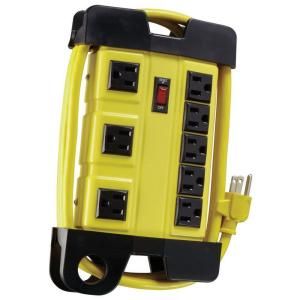 Woods Metal 8 Outlet Workshop Power Strip with Cord Wrap and 3 Transformer Outlets 6 ft. Power Cord   Yellow 046558806