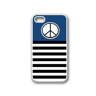 Peace Black Stripes & Dark Blue White iPhone 4 Case   For iPhone 4 4S 4G   Designer TPU Case Verizon AT&T Sprint Cell Phones & Accessories