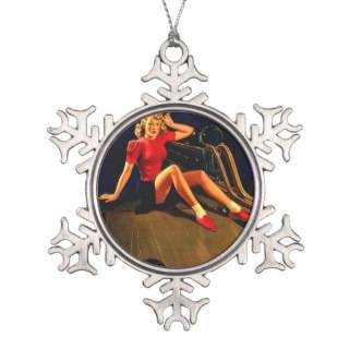 Vintage Retro Al Buell Bowling Pin up Girl Ornament