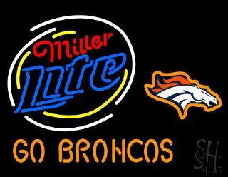 Miller Lite Denver Broncos Go Broncos Neon Sign 24" Tall x 31" Wide x 3" Deep  Business And Store Signs 