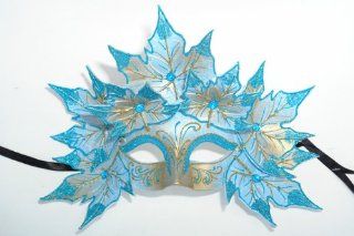 Sky Blue Venetian Decorative Leaves Half Mask  package of 24 Toys & Games