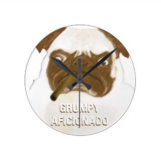 Personalized Grumpy AFICIONADO Puggy Cigar Clock
