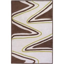 B. Smith Hand tufted Brown Contemporary Kathis New Zealand Wool Abstract Rug (3'3 x 5'3) Surya 3x5   4x6 Rugs