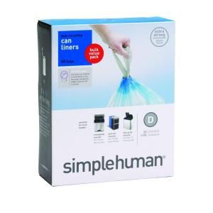 simplehuman 20 l Code D Custom Fit Trash Can Liner (50 Pack) CW0211