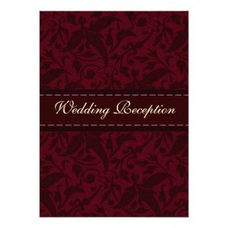 Red damask brocade Wedding Reception Custom Invitation