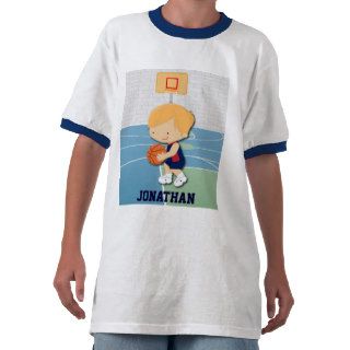 Personalized basketball player cartoon kids t shir tee shirts